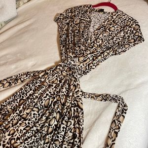 Animal print pullover wrap around Hilo dress